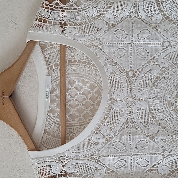 Piperlime White Crochet Crewneck Pullover Size Large L - Picture 2 of 7